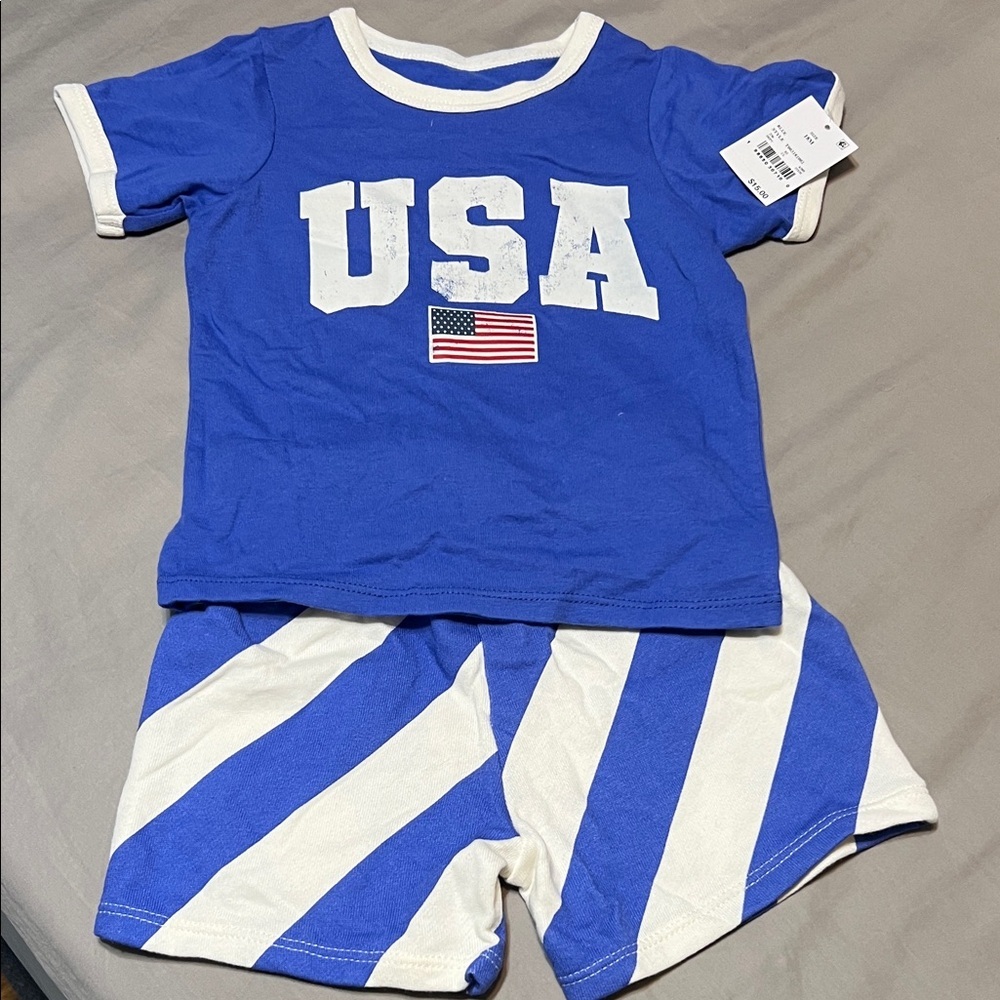 Target Kids USA Flag Pajama Set - Blue and White